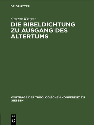 cover image of Die Bibeldichtung zu Ausgang des Altertums